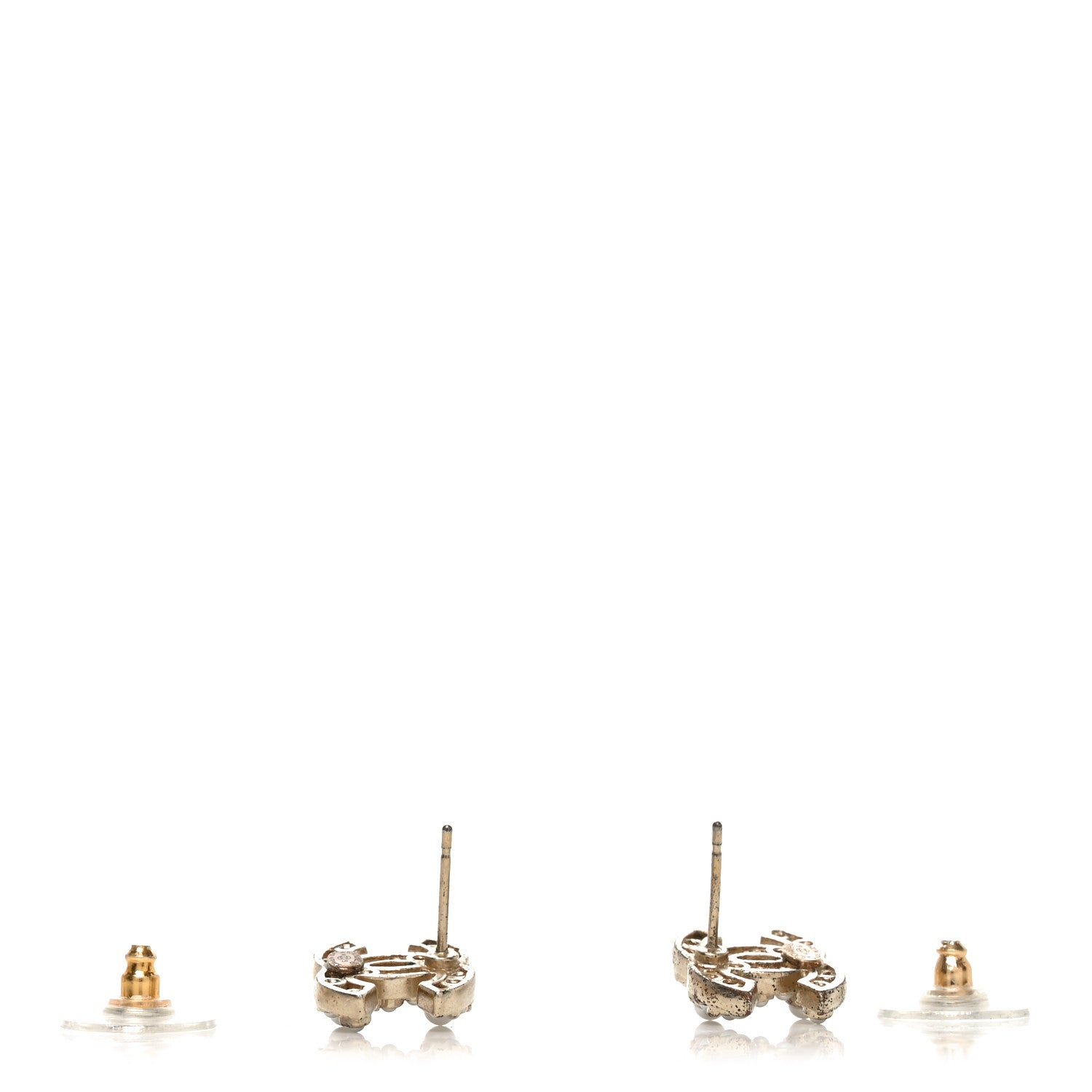 Chanel Metal Graduated Pearl Crystal CC Earrings Light Gold 3 of 4
