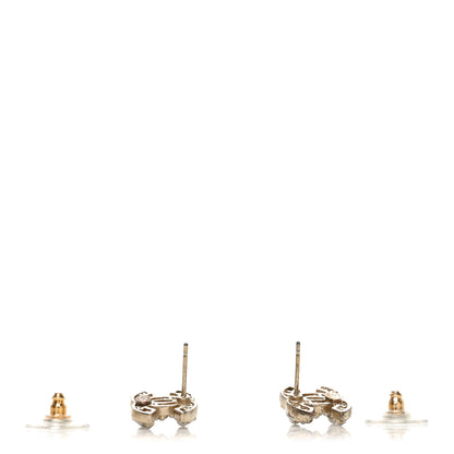 Chanel Metal Graduated Pearl Crystal CC Earrings Light Gold 3 of 4