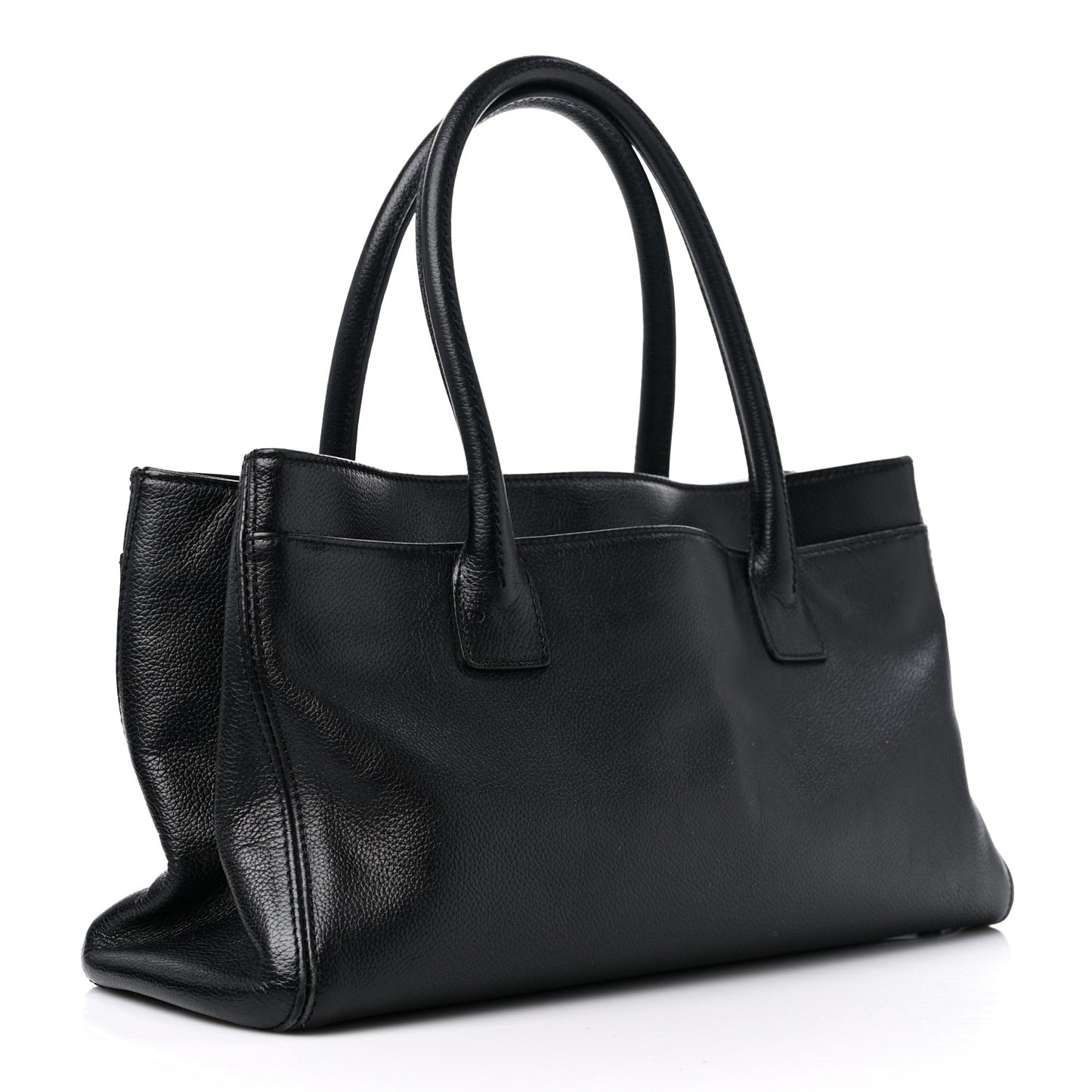 Calfskin Mademoiselle Lock Cerf Shopper Tote Black