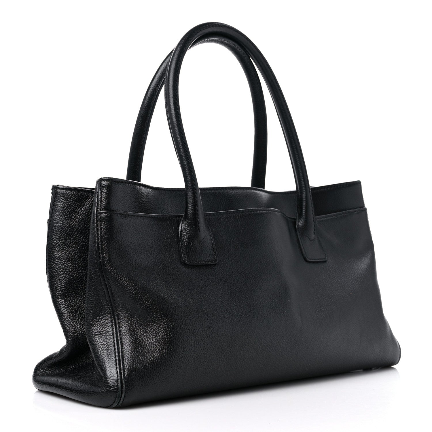 Chanel Calfskin Mademoiselle Lock Cerf Shopper Tote Black 3 of 15