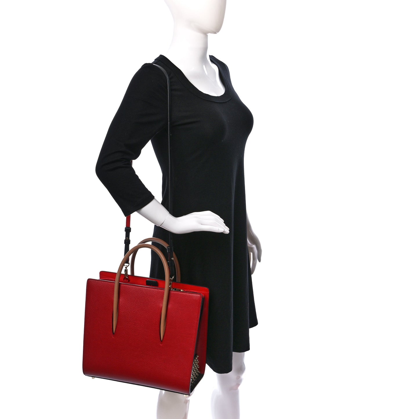 Calfskin Patent Studded Medium Paloma Black Carmin