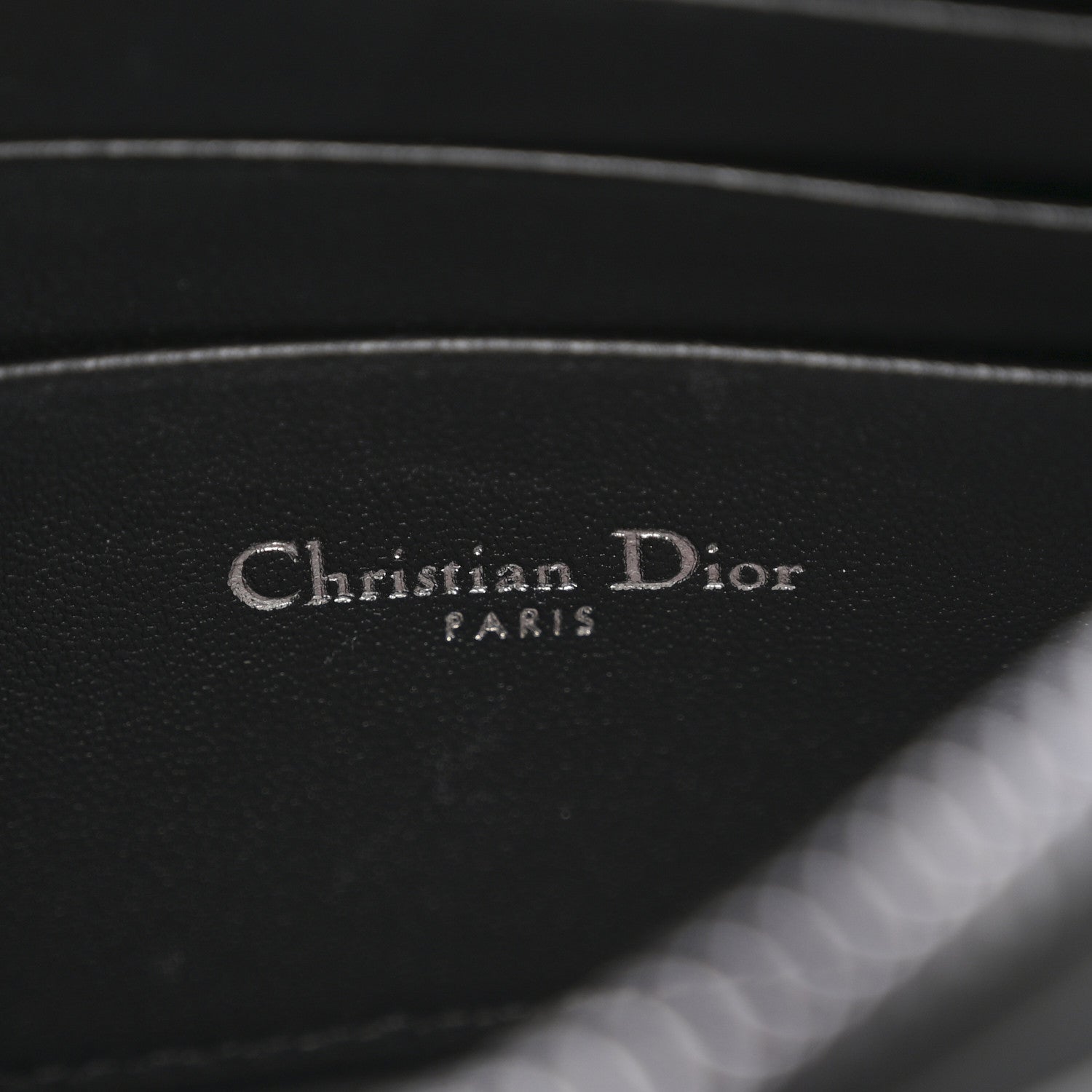 Christian Dior Calfskin Macrocannage Diamond Caro Zipped Pouch With Chain Black 6 of 10