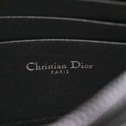Christian Dior Calfskin Macrocannage Diamond Caro Zipped Pouch With Chain Black 6 of 10