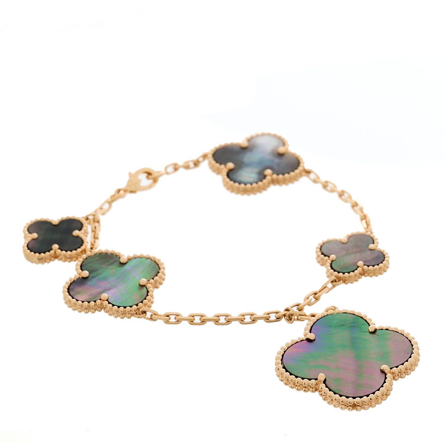 Van Cleef & Arpels 18K Rose Gold Grey Mother of Pearl 5 Motifs Magic Alhambra Bracelet 1 of 4