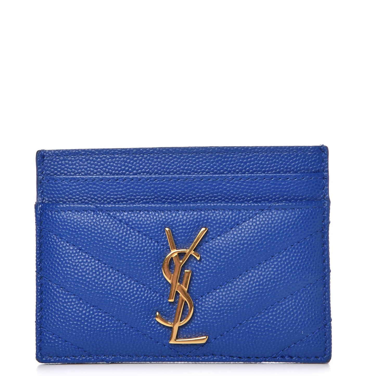 Grain De Poudre Matelasse Monogram Credit Card Case Blue Majorelle