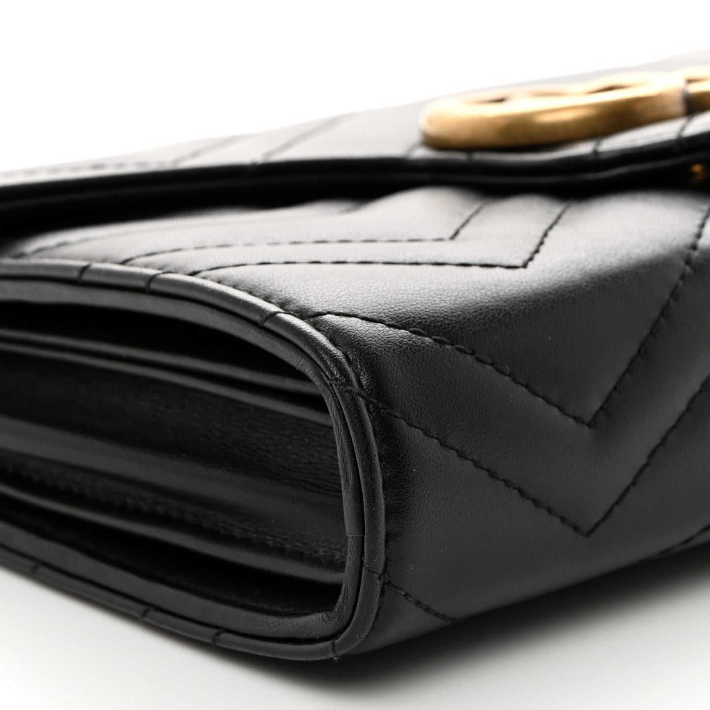 Calfskin Matelasse GG Marmont Chain Wallet Black