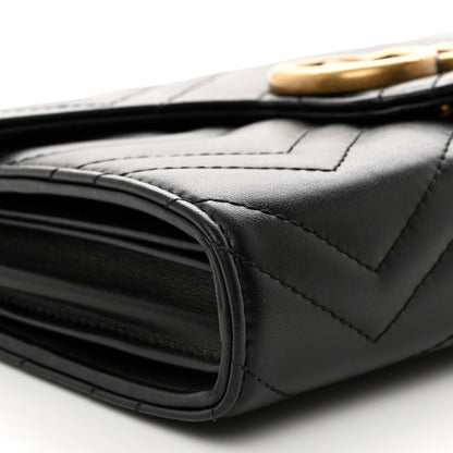 Gucci Calfskin Matelasse GG Marmont Chain Wallet Black 9 of 10