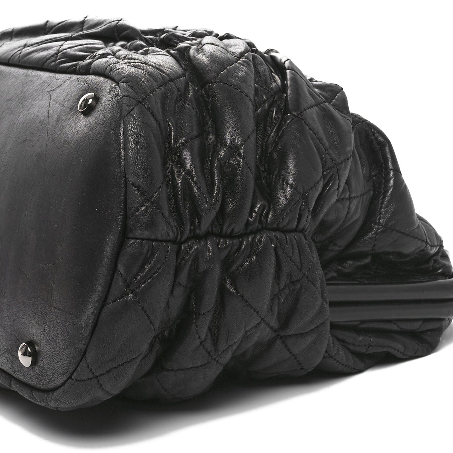 Lambskin Quilted Sharpei Frame Tote Black