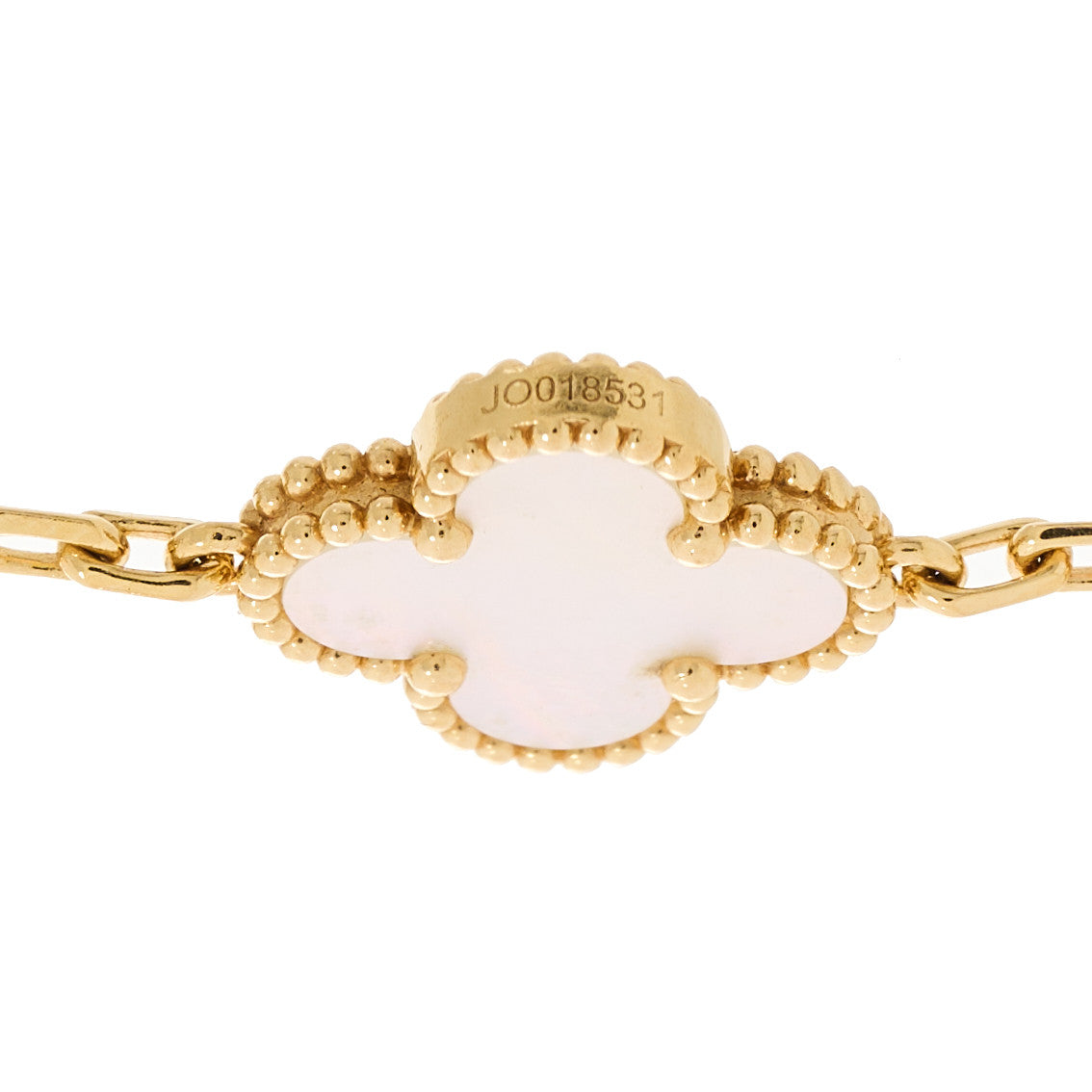 Van Cleef & Arpels 18K Yellow Gold Mother of Pearl 5 Motifs Vintage Alhambra Bracelet 4 of 5