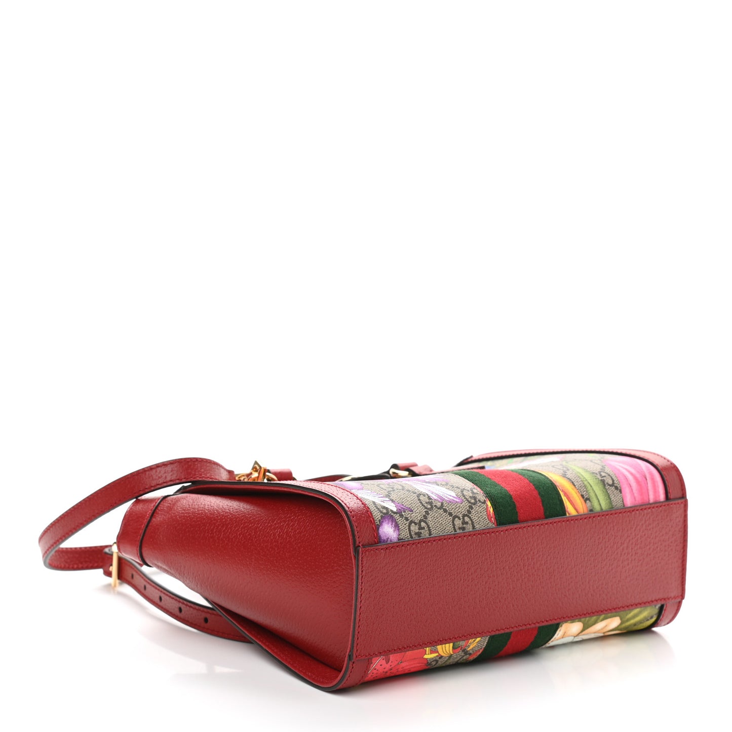 GG Supreme Monogram Flora Web Small Ophidia Tote Bag Red