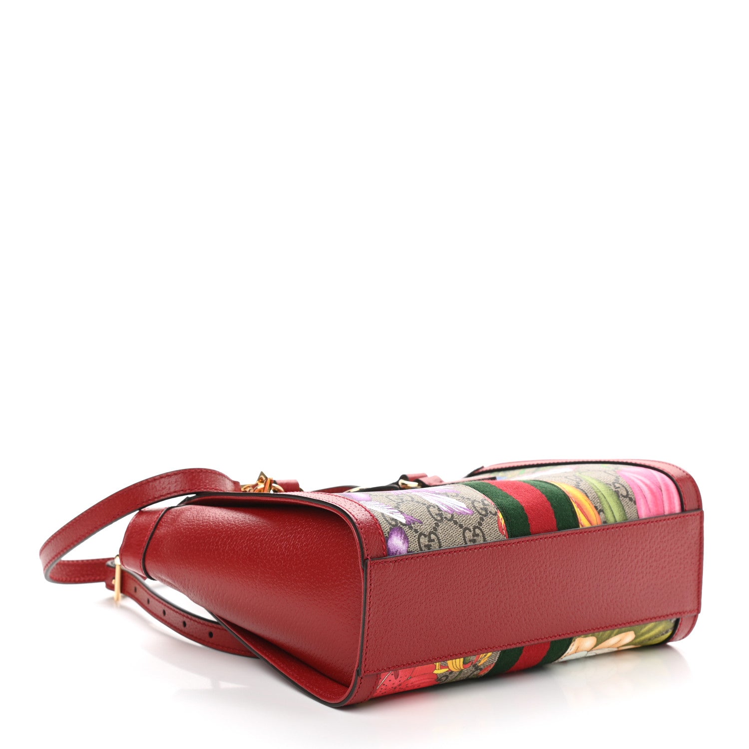 Gucci GG Supreme Monogram Flora Web Small Ophidia Tote Bag Red 4 of 9