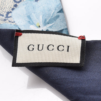 Gucci Silk Twill GG Monogram Bloomy GG Neck Bow Scarf Midnight Blue Sky Blue 3 of 4