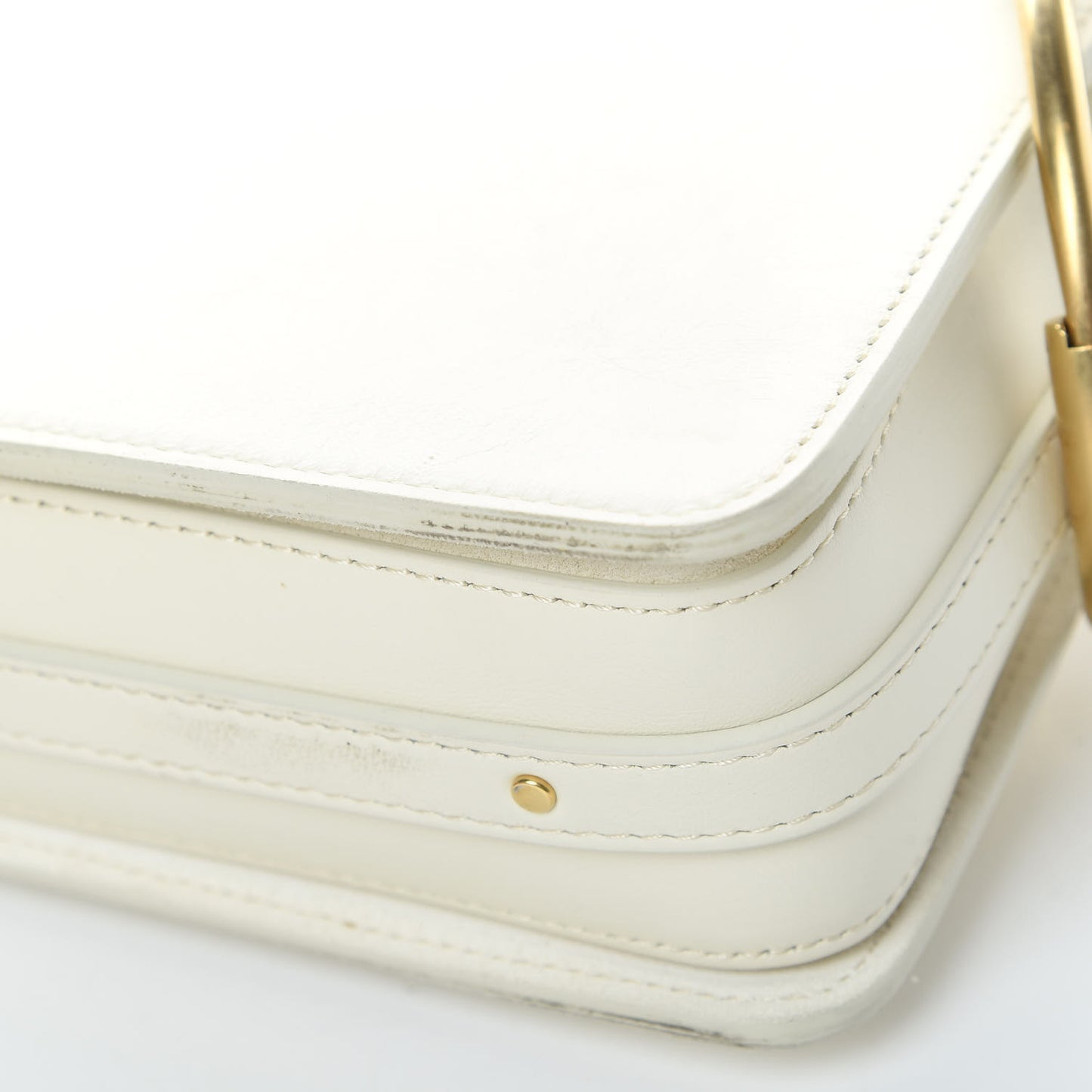 Calfskin Suede Small Roy Bag Natural White