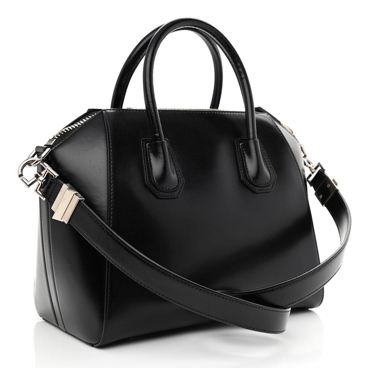 Shiny Lord Calfskin Small Antigona Black