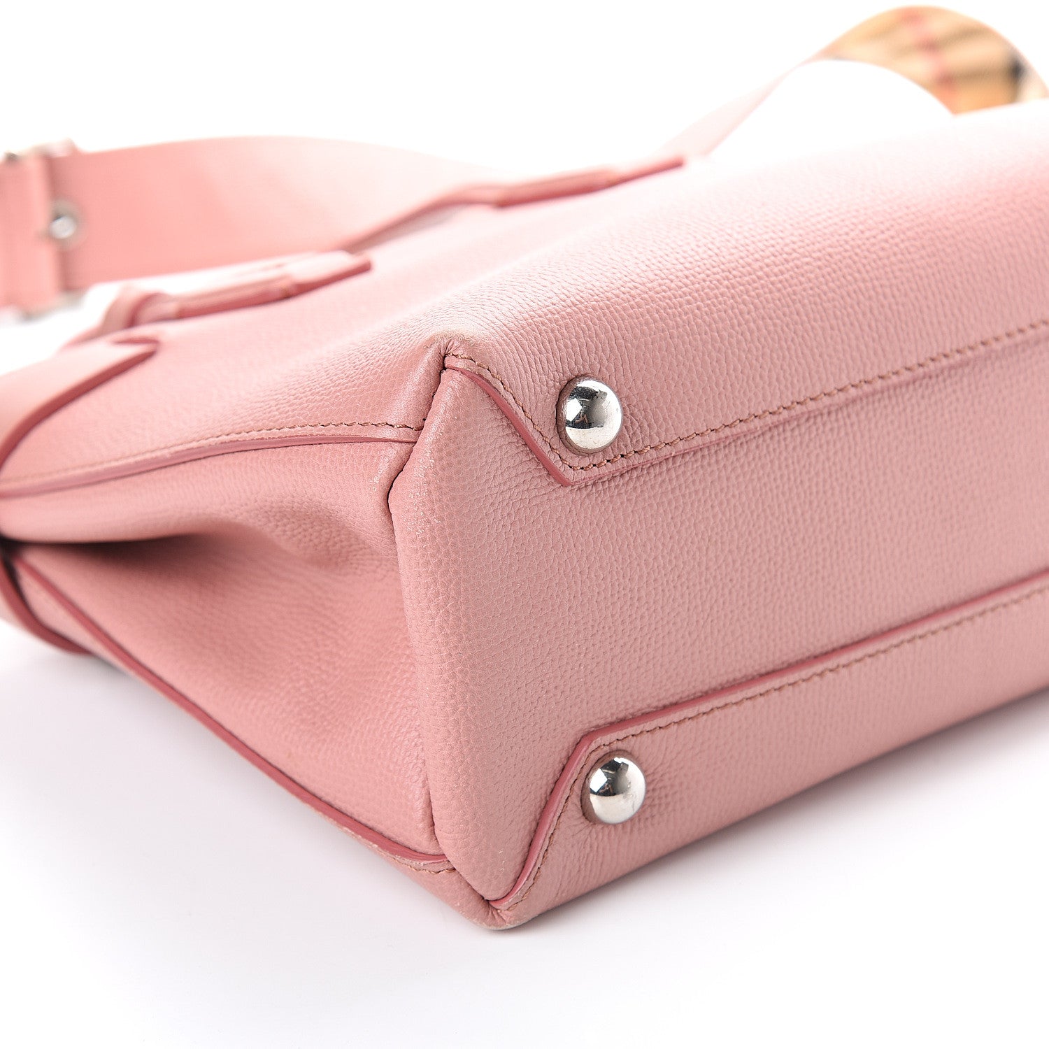 Burberry Grainy Calfskin House Check Small Banner Tote Dusty Rose 6 of 7