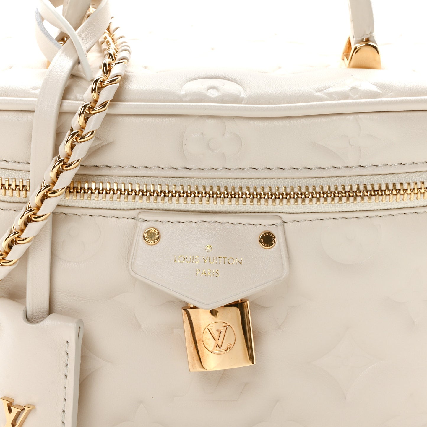 Lambskin Embossed Monogram Vanity PM Cream