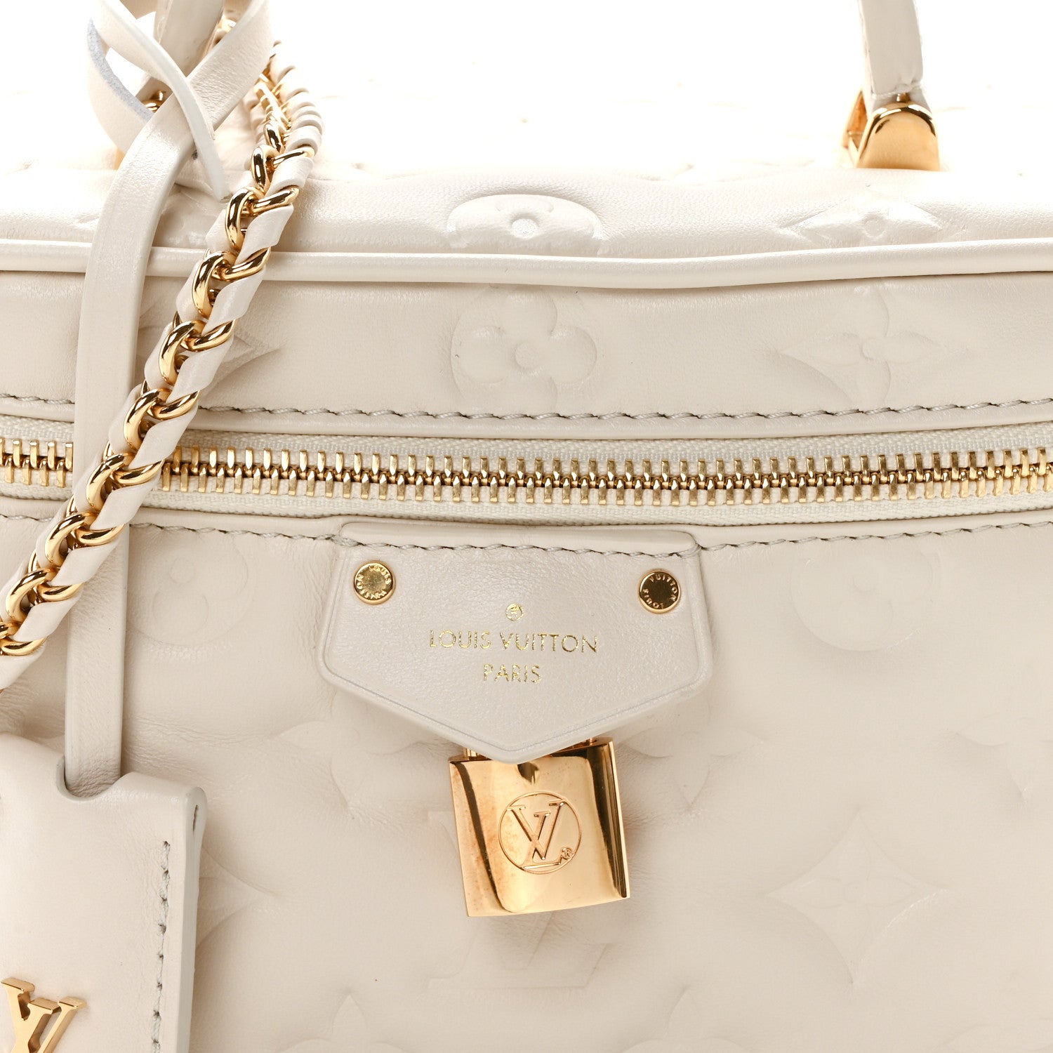 Louis Vuitton Lambskin Embossed Monogram Vanity PM Cream 8 of 11