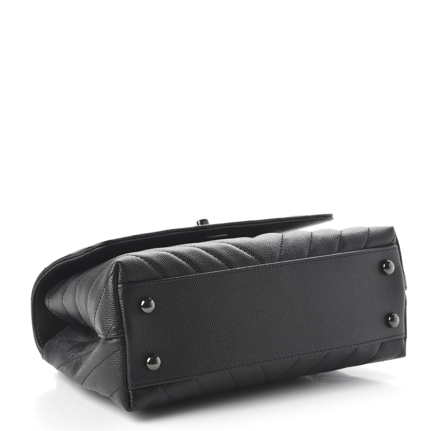 Caviar Chevron Quilted Mini Coco Handle Flap So Black