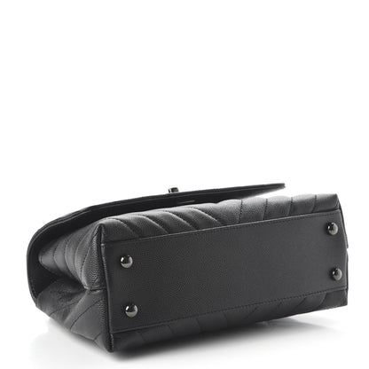 Chanel Caviar Chevron Quilted Mini Coco Handle Flap So Black 4 of 11