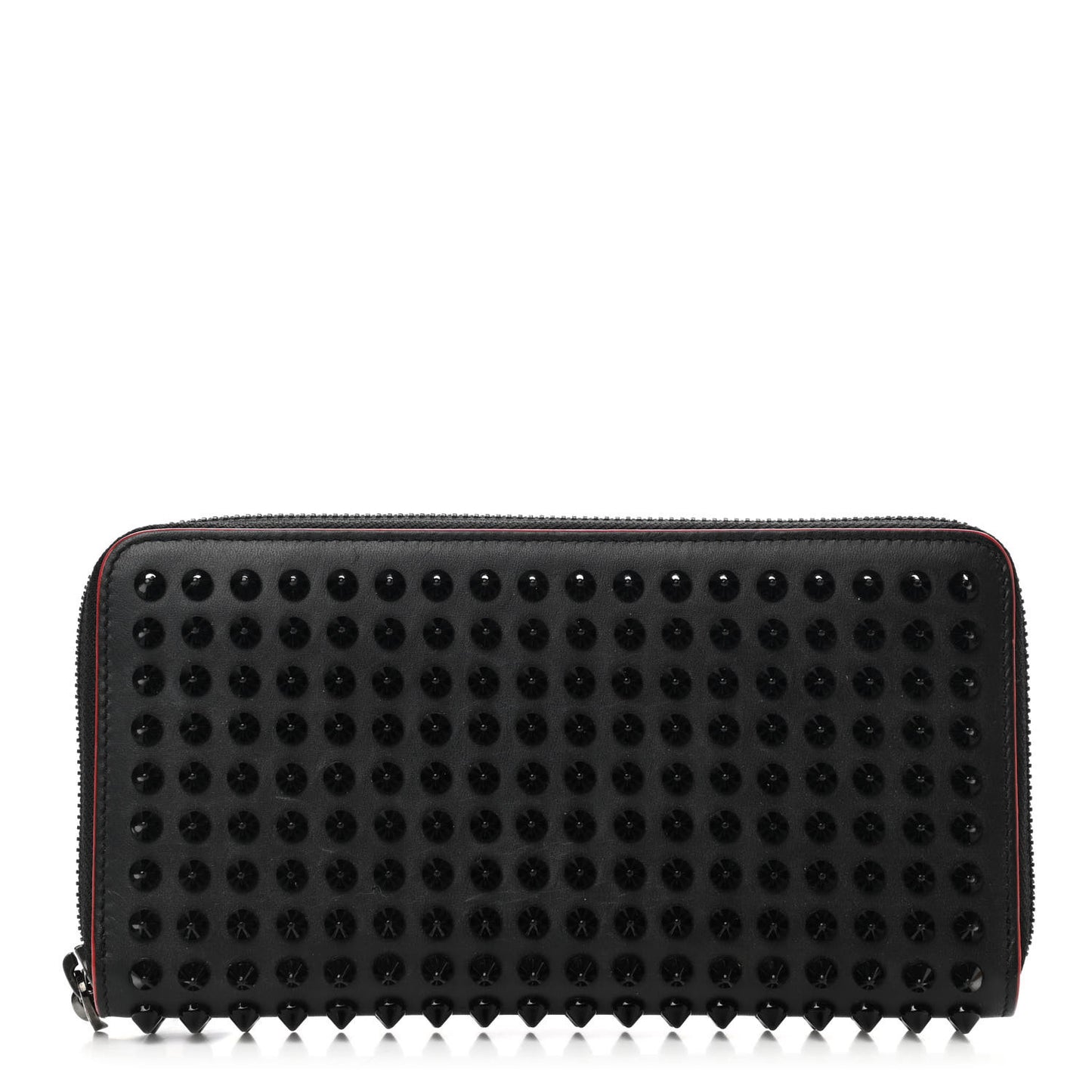Calfskin Panettone Spiked Zip Around Wallet Black