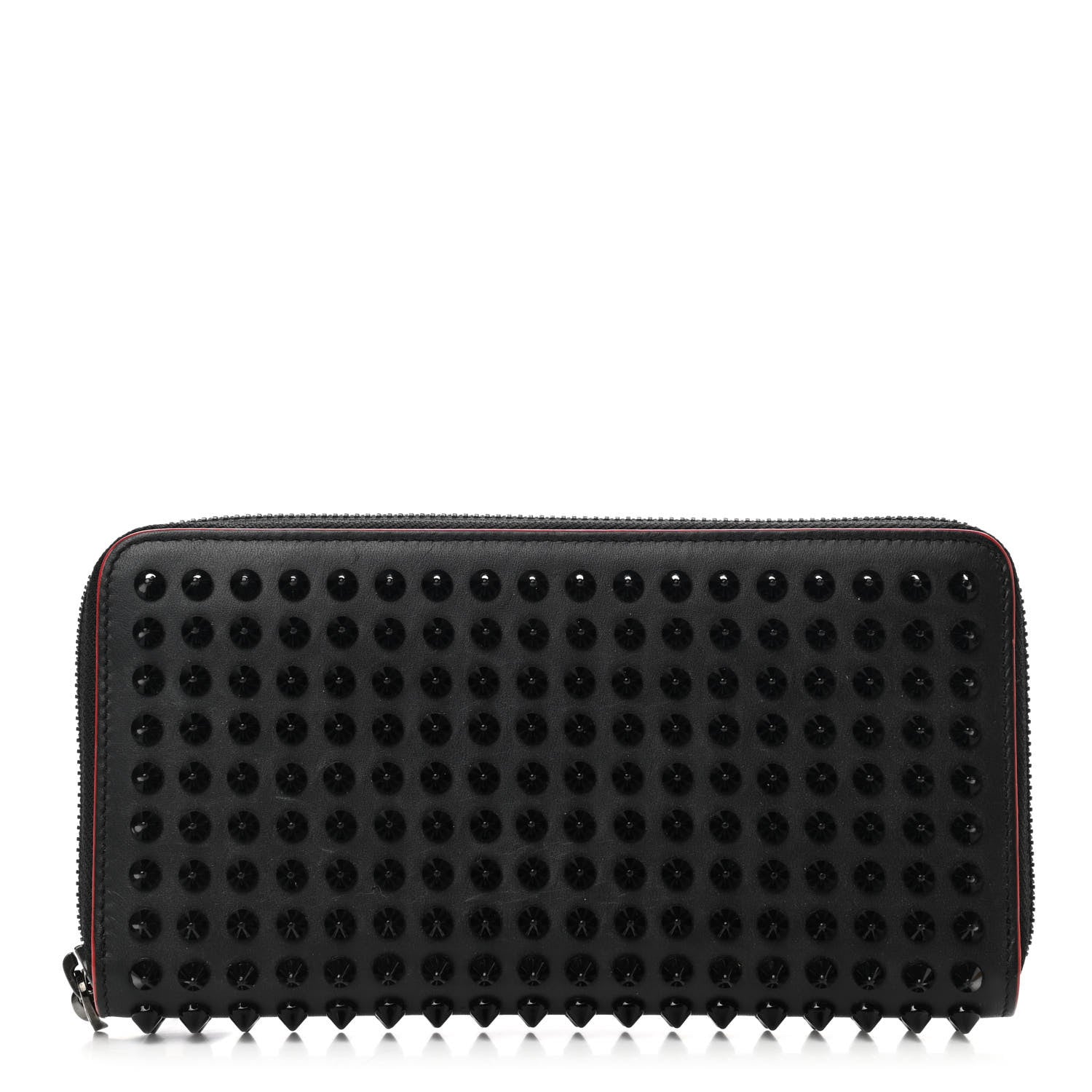 Christian Louboutin Calfskin Panettone Spiked Zip Around Wallet Black 1 of 8