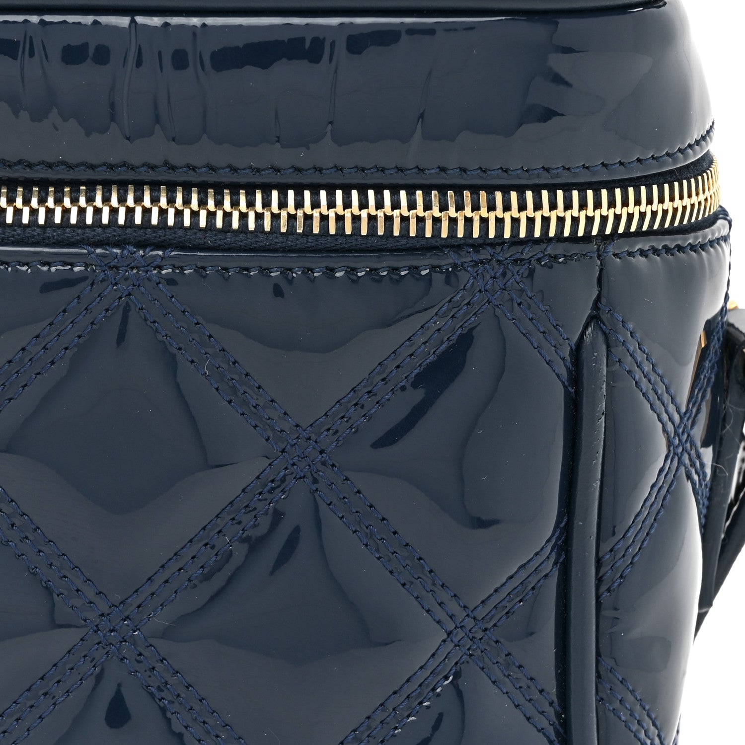 Saint Laurent Patent Quilted 80's Vanity Bag Blue 8 of 17