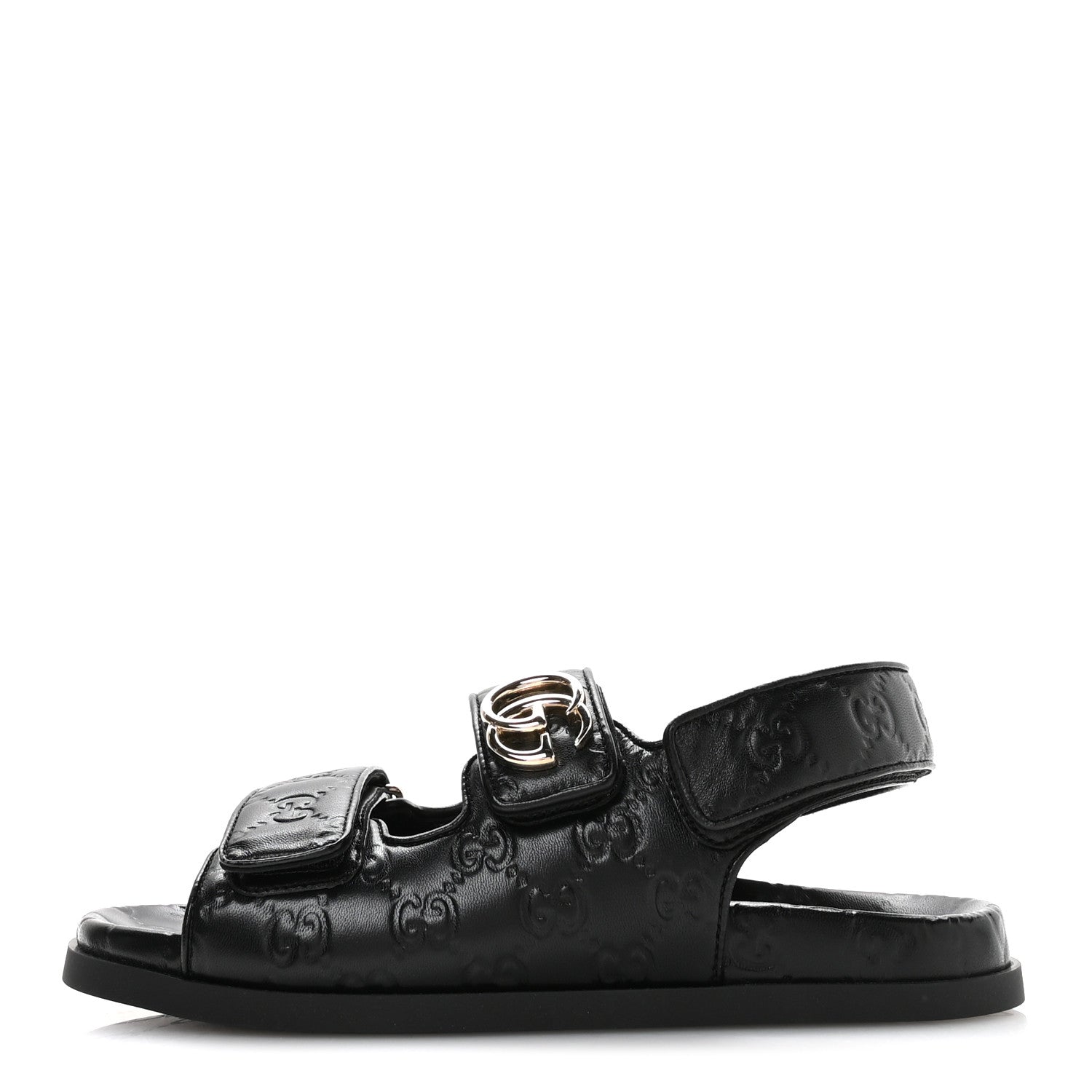 Gucci Guccissima GG Embossed Womens Sandals 37.5 Black 1 of 9