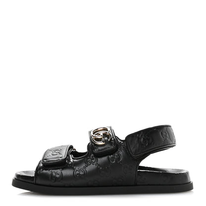 Gucci Guccissima GG Embossed Womens Sandals 37.5 Black 1 of 9