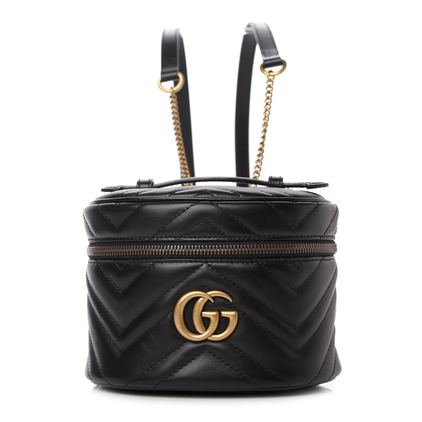 Calfskin Matelasse Mini GG Marmont Round Backpack Black