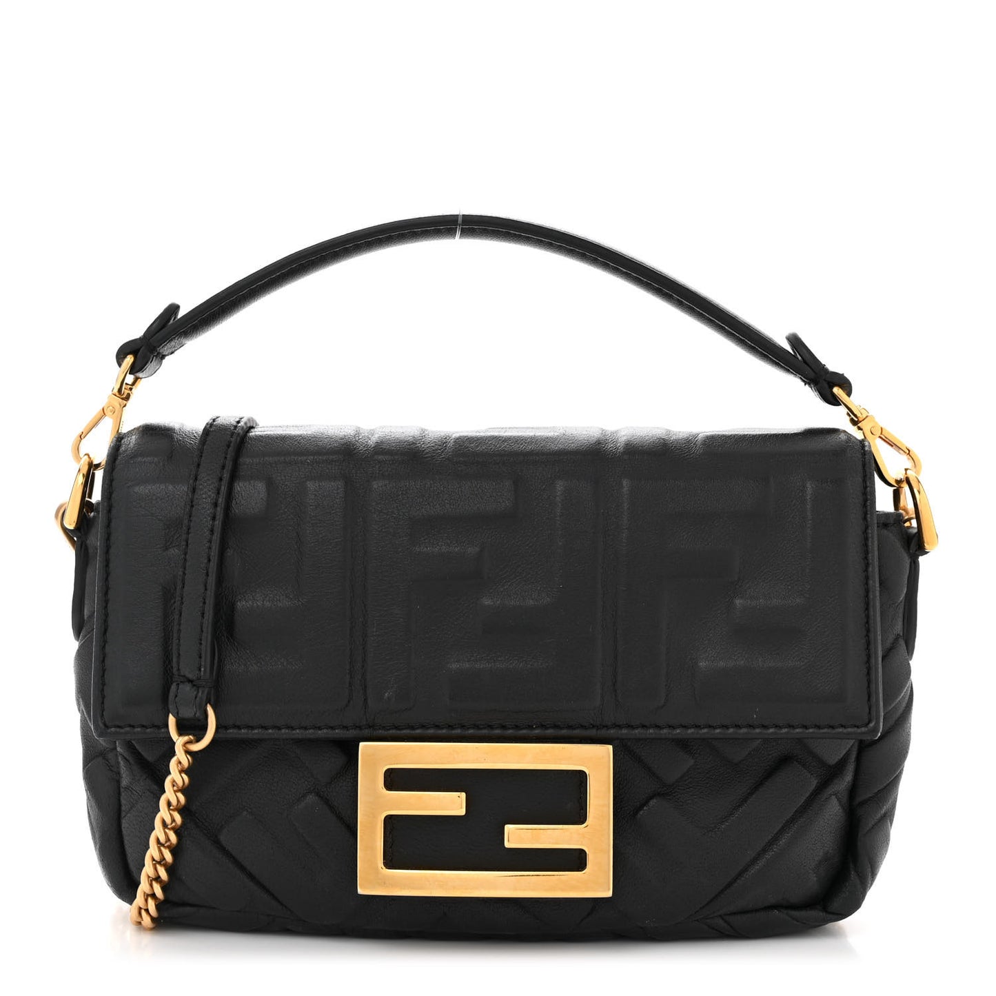 Nappa FF 1974 Embossed Mini Baguette Black