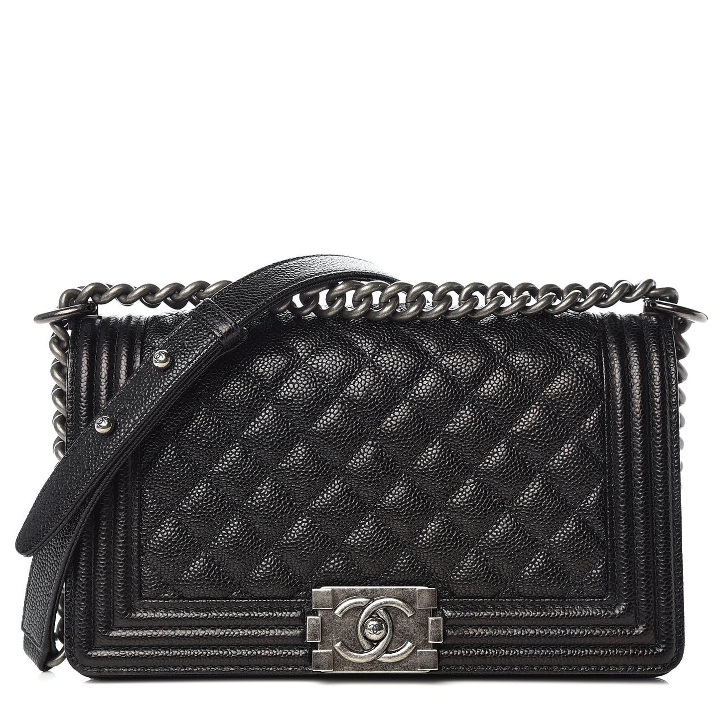 Caviar Quilted Medium Boy Flap Black