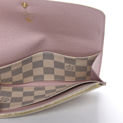 Louis Vuitton Damier Azur Emilie Wallet Rose Ballerine 7 of 9