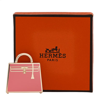 Hermes Metal Lacquered Permabrass Kelly Curiosite Charm Rose Azalee 5 of 5