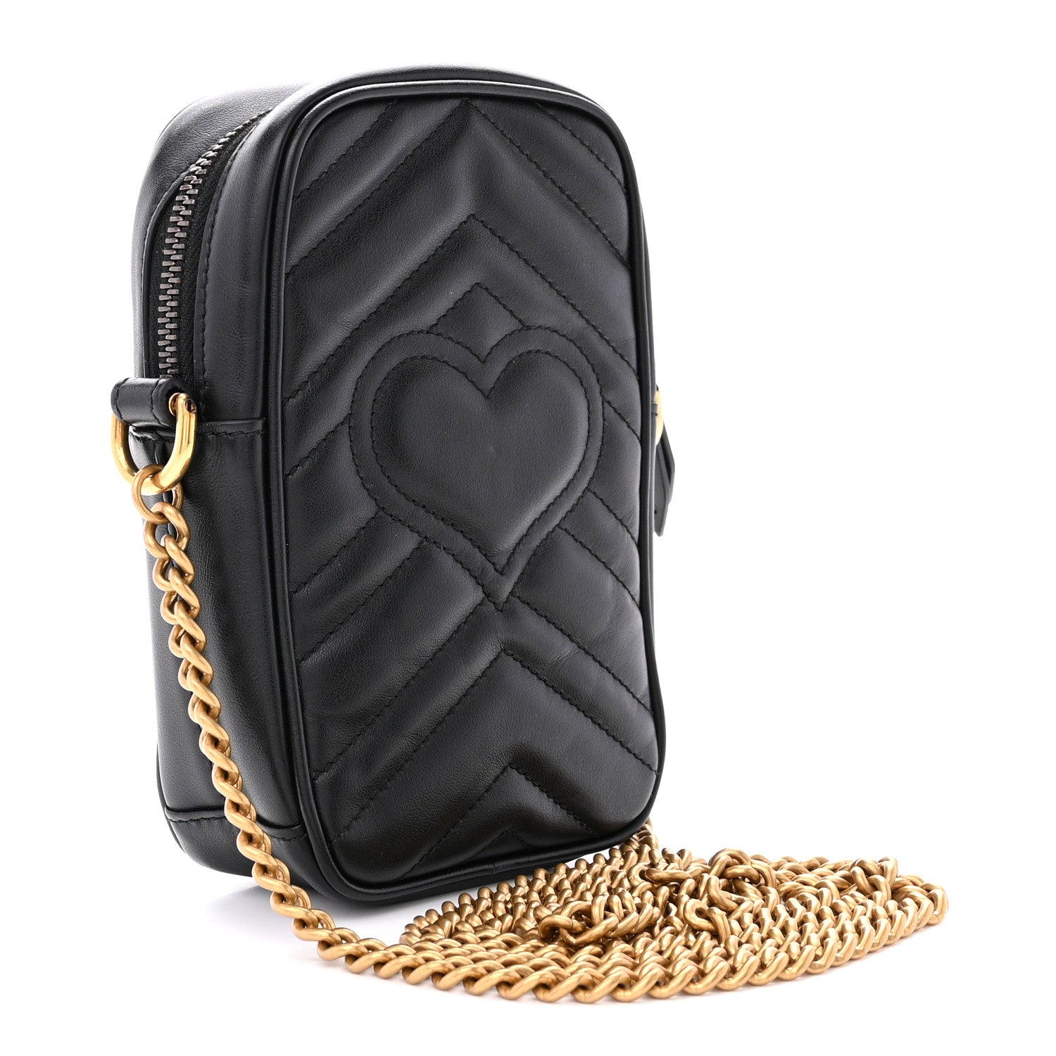Gucci Calfskin Matelasse Mini GG Marmont Crossbody Bag Black 3 of 10