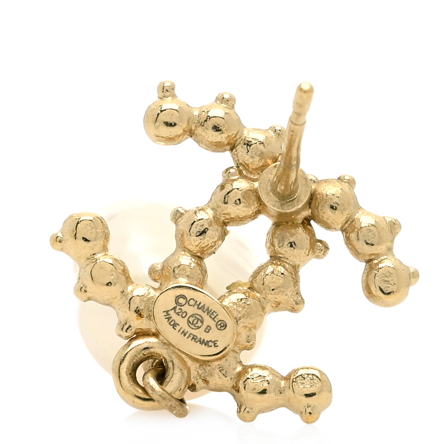 Pearl Crystal CC Drop Earrings Gold