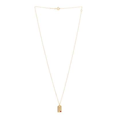 Tiffany 18K Yellow Gold Enamel Mini Tag Heart Pendant Necklace Red 3 of 4