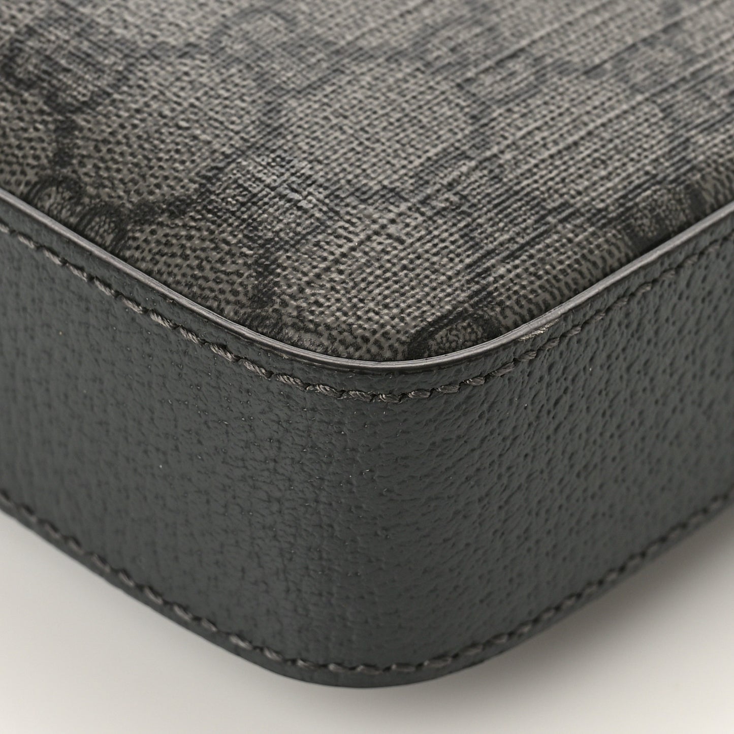 GG Supreme Monogram Textured Dollar Calfskin Web Ophidia Wristlet Shoulder Bag Grey Black Graphite Grey