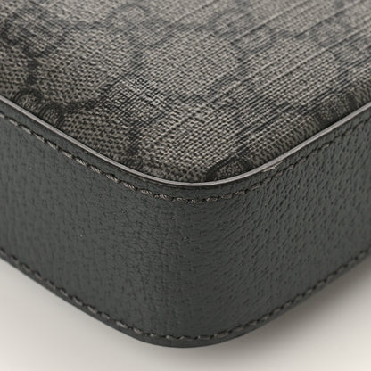 Gucci GG Supreme Monogram Textured Dollar Calfskin Web Ophidia Wristlet Shoulder Bag Grey Black Graphite Grey 8 of 8