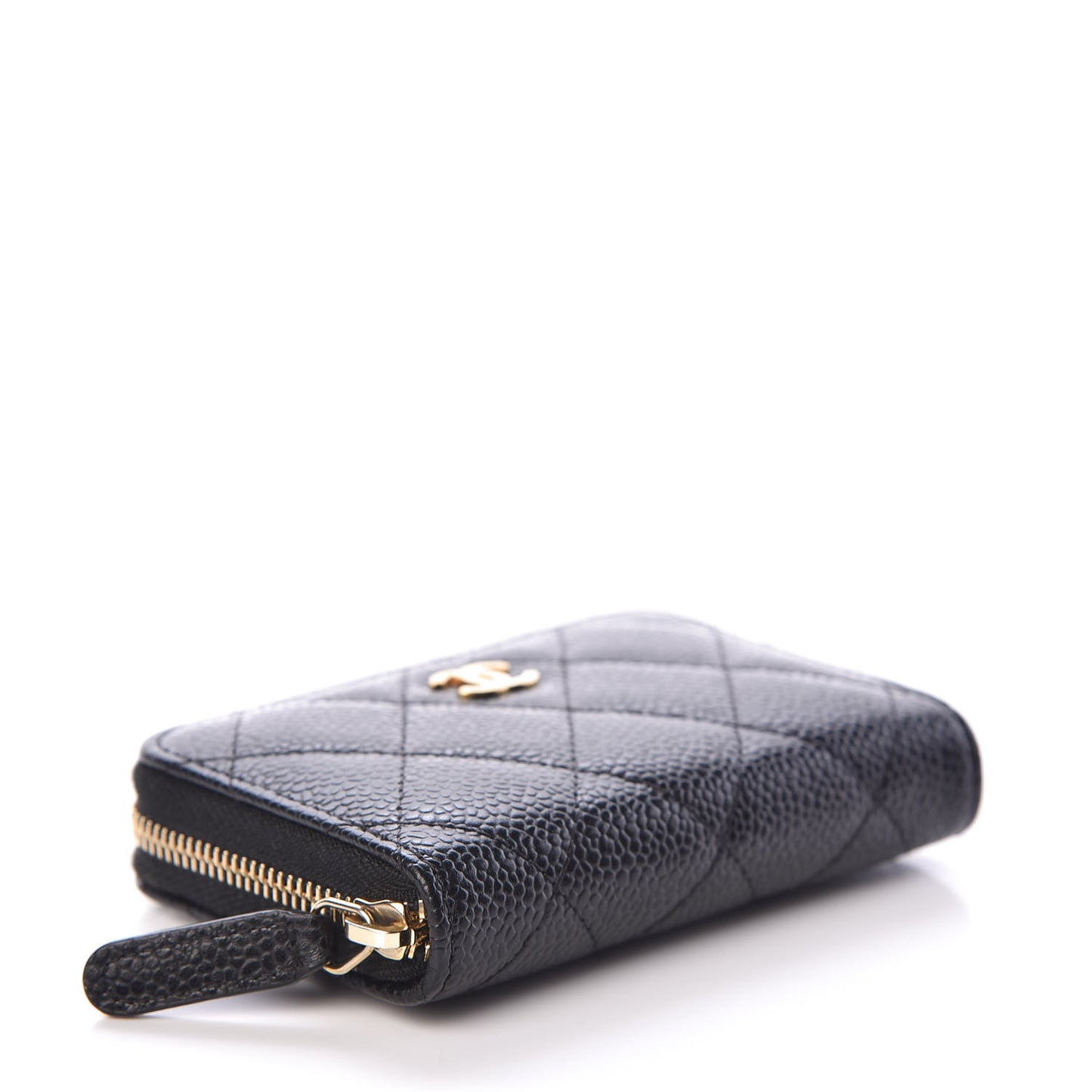 Caviar Quilted Zip Coin Purse Black