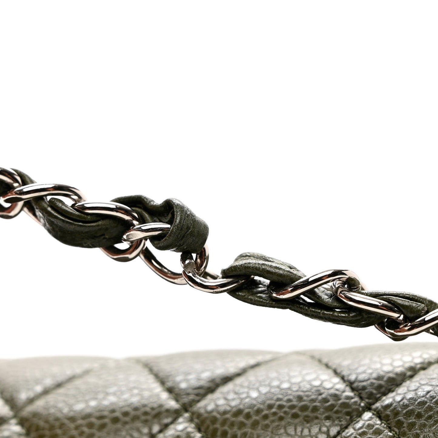Caviar Quilted Medium Double Flap Dark Green