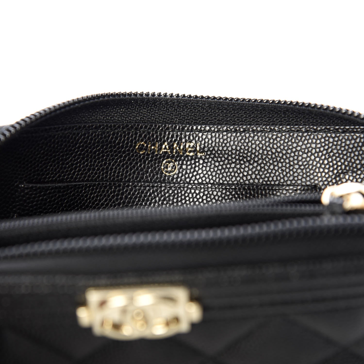 Chanel Caviar Quilted Small Boy Zip Around Wallet Black 6 of 9