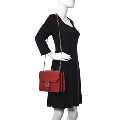 Gucci Dollar Calfskin Interlocking G Shoulder Bag Red 2 of 11