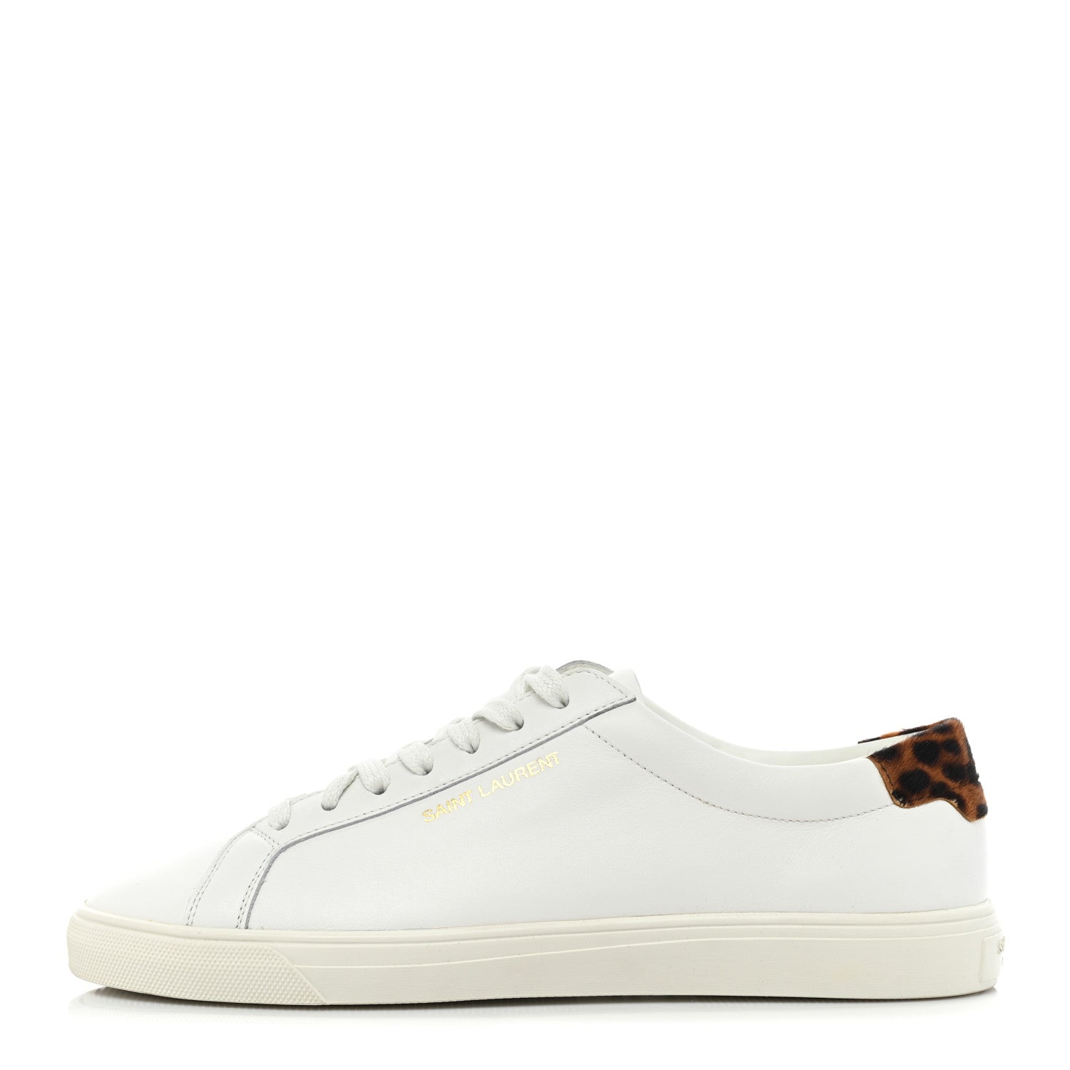 Saint Laurent Calfskin Pony Hair Leopard Print Andy Low Top Sneakers 41 White 1 of 12