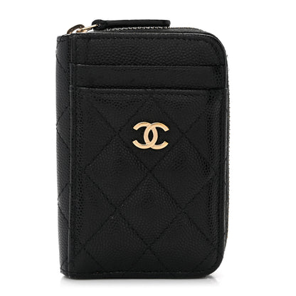 Chanel Caviar Quilted Zip Card Holder Black 1 of 7