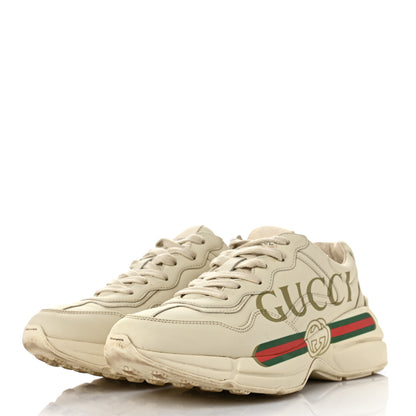 Gucci Calfskin Logo Womens Rhyton Sneakers 37 Ivory 3 of 8