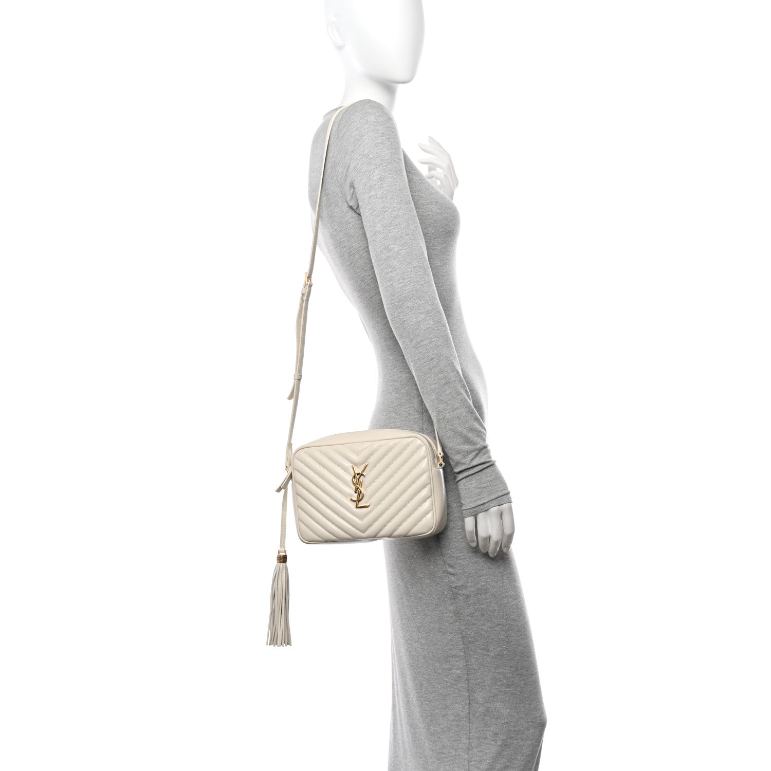 Saint Laurent Calfskin Matelasse Monogram Lou Camera Bag Crema Soft 2 of 12