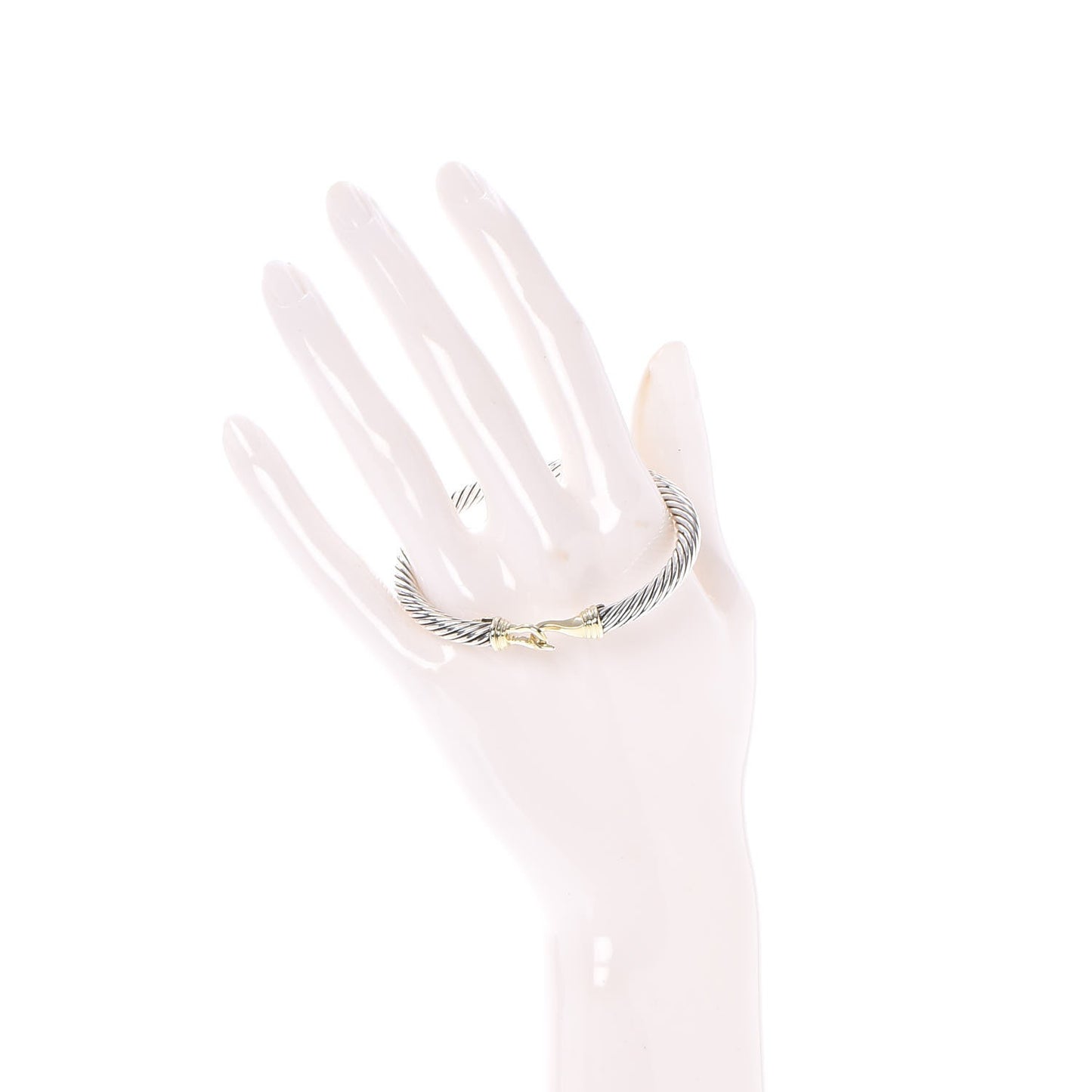 Sterling Silver 14K Yellow Gold 5mm Cable Classic Buckle Bracelet