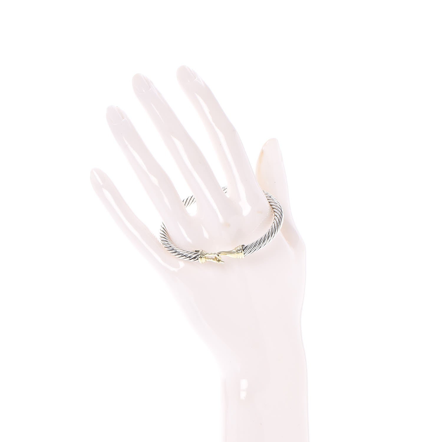 David Yurman Sterling Silver 14K Yellow Gold 5mm Cable Classic Buckle Bracelet 2 of 5