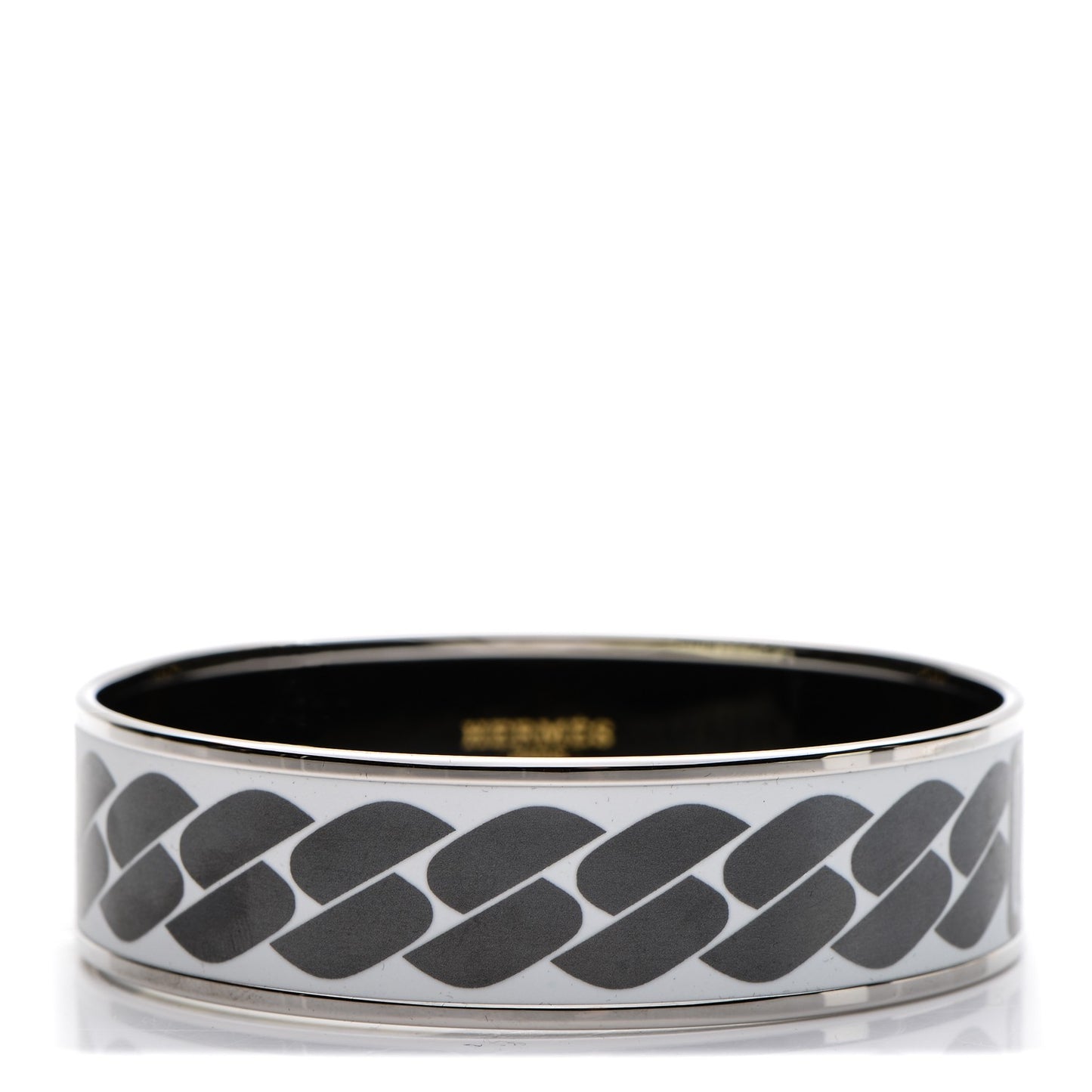 Enamel Printed Wide Clic C'est Noue Bracelet 70 Blanc Platine