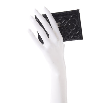 Chanel Caviar Camellia Embossed Card Holder Black 2 of 9